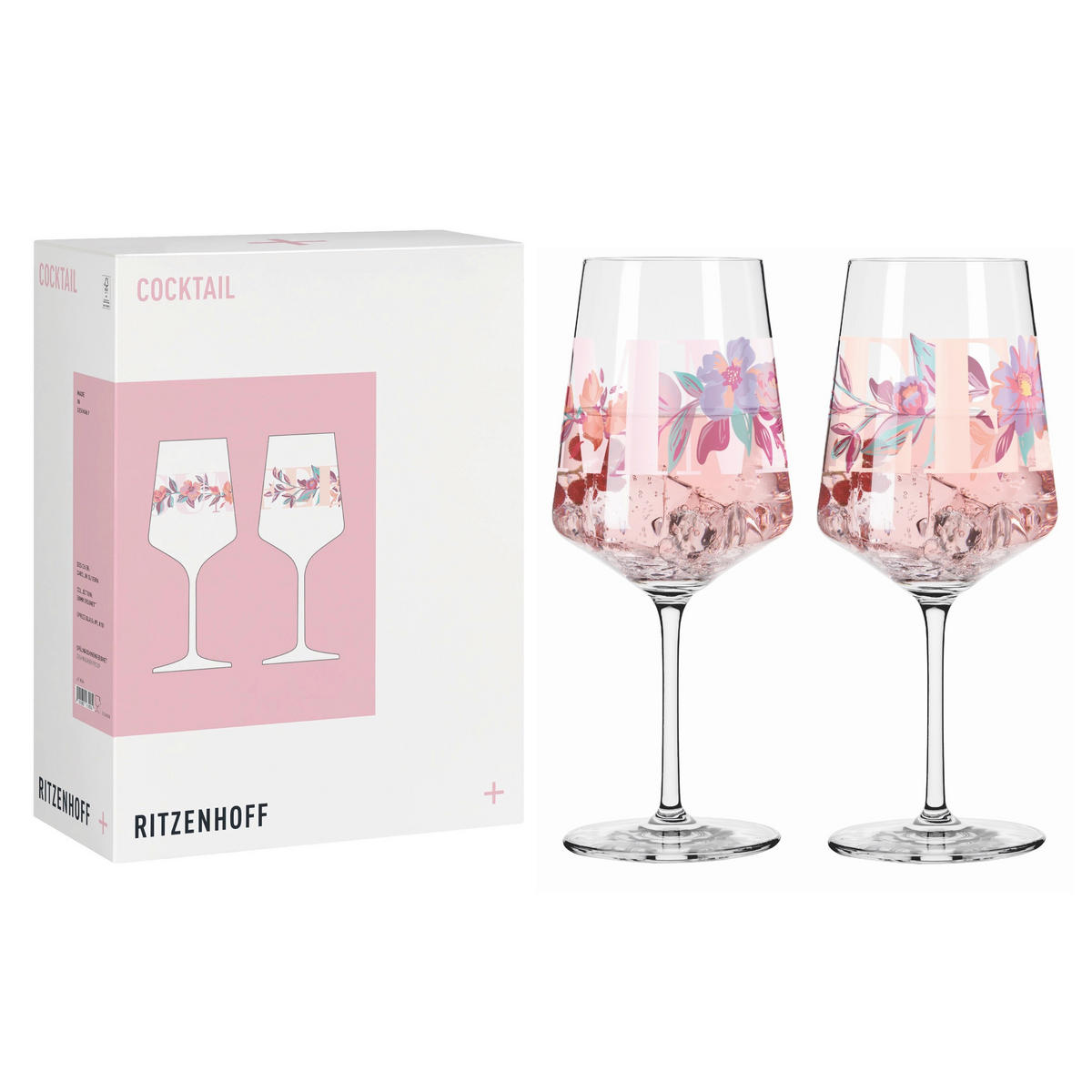 GLÄSERSET Sommersonett  2-teilig  - Pink/Transparent, Design, Glas (9.3/22.5cm) - Ritzenhoff