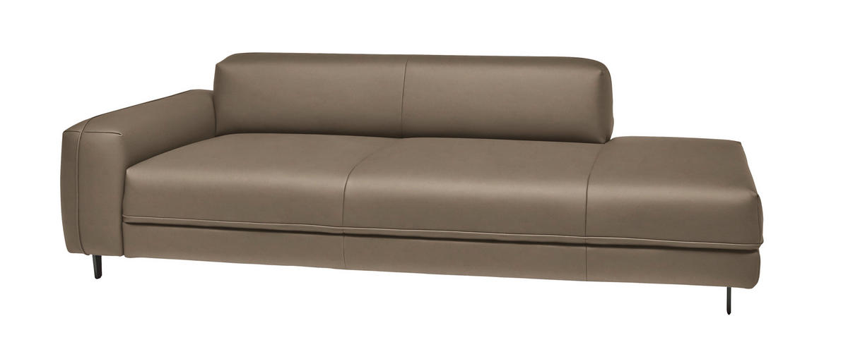 2,5-SITZER  in Echtleder Hellbraun   - Hellbraun/Anthrazit, Design, Leder/Metall (226/70/109cm) - Johann Jakob