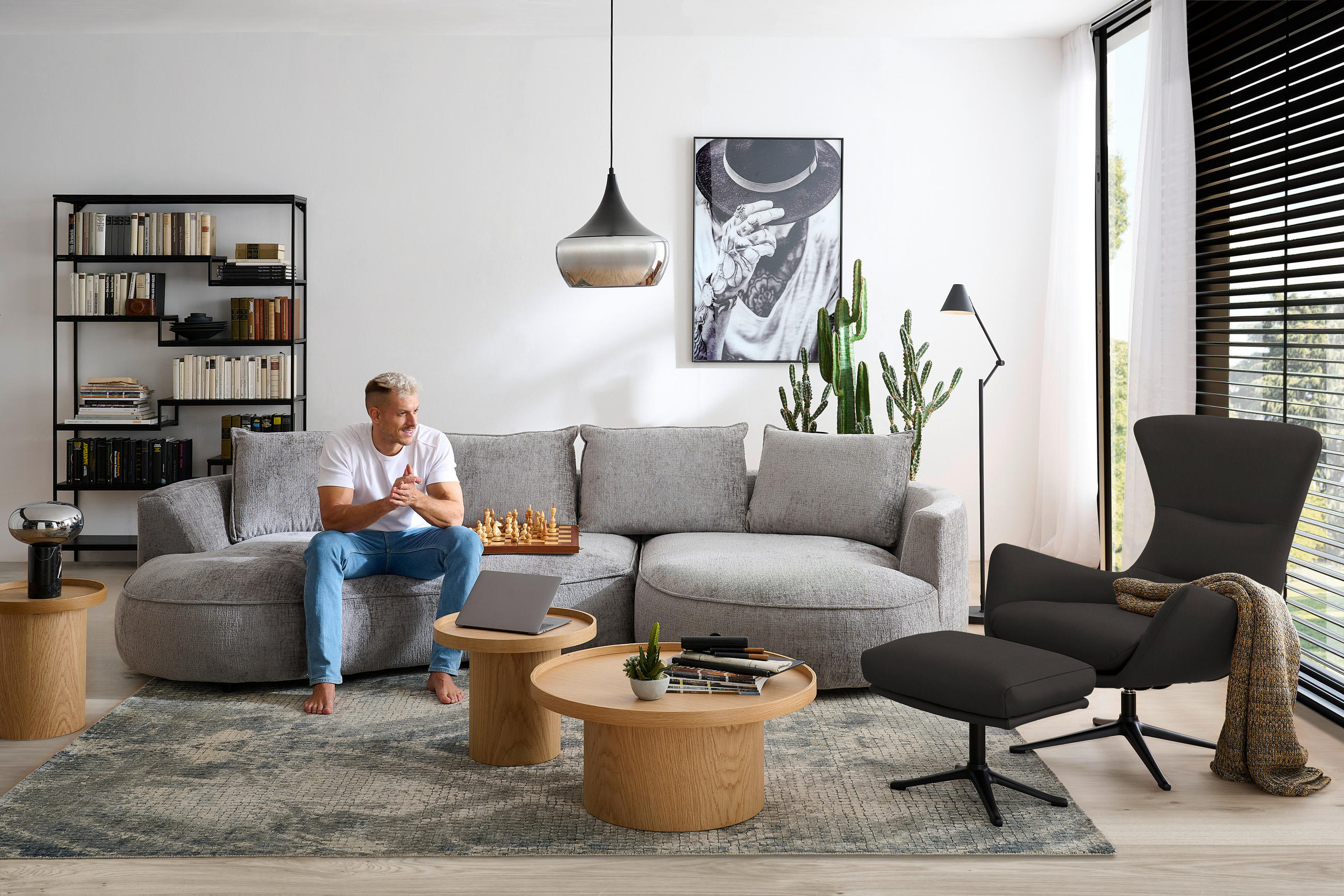 OHRENSESSEL in Dunkelbraun  - Dunkelbraun/Schwarz, Design, Leder/Metall (84/104/96cm) - home24