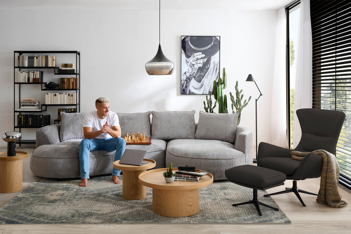 OHRENSESSEL in Dunkelbraun  - Dunkelbraun/Schwarz, Design, Leder/Metall (84/104/96cm) - home24