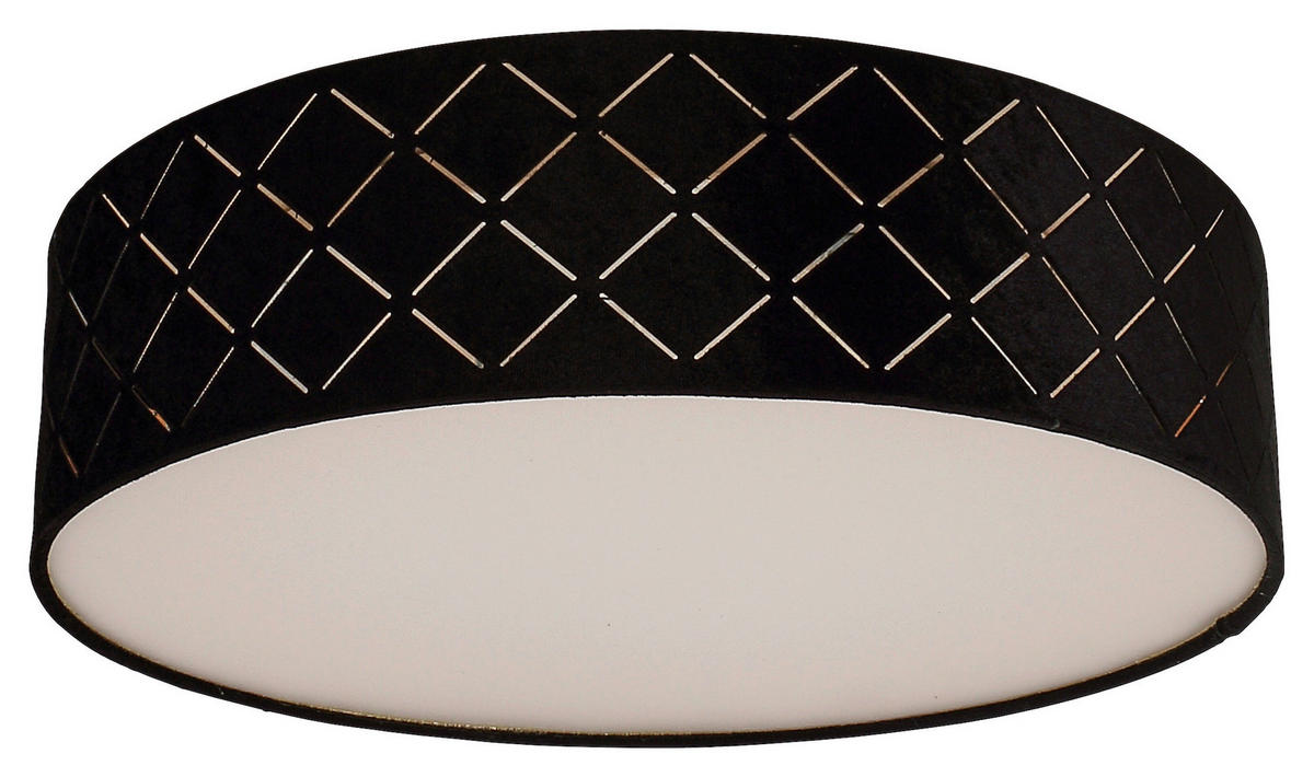 DECKENLEUCHTE 38/10 cm  - Schwarz/Weiß, Design, Kunststoff/Textil (38/10cm) - Novel