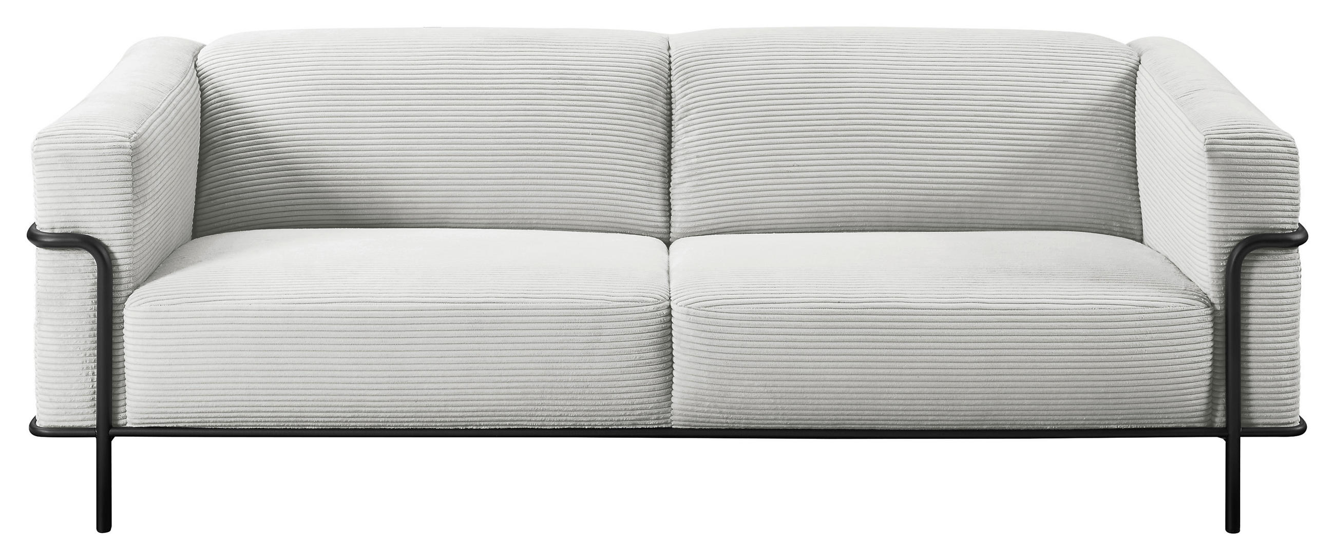 2,5-SITZER in Cord Hellgrau  - Hellgrau/Schwarz, Design, Textil/Metall (216/67/96cm) - Johann Jakob