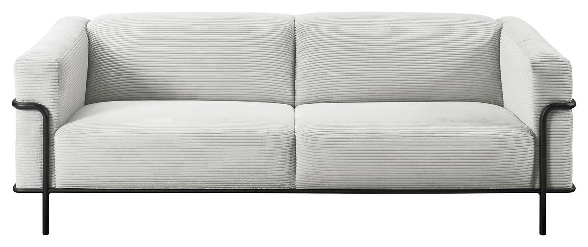 2,5-SITZER in Cord Hellgrau  - Hellgrau/Schwarz, Design, Textil/Metall (216/67/96cm) - Johann Jakob