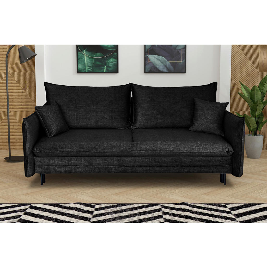 Thumbnail - Mid.you Schlafsofa, Schwarz, Textil, 3-Sitzer, Füllung: Polyurethan (PUR),Polyurethan (Pur), 216x96x102 cm, Made in EU, ...