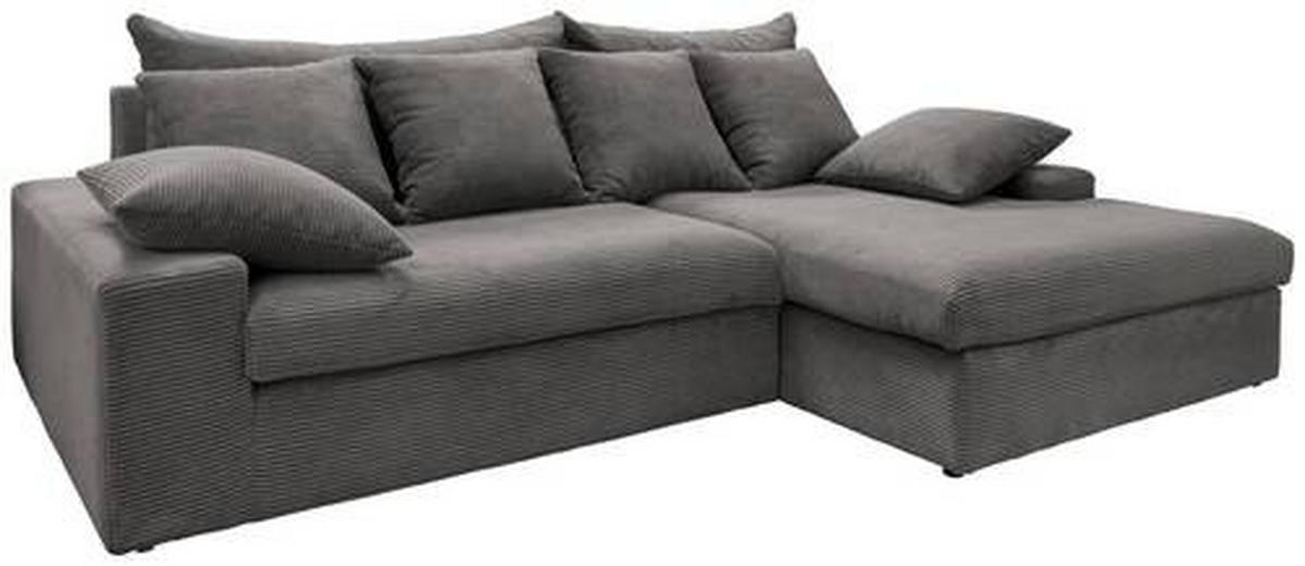 ECKSOFA Grau Cord  - Schwarz/Grau, MODERN, Kunststoff/Textil (278/200cm) - Livetastic