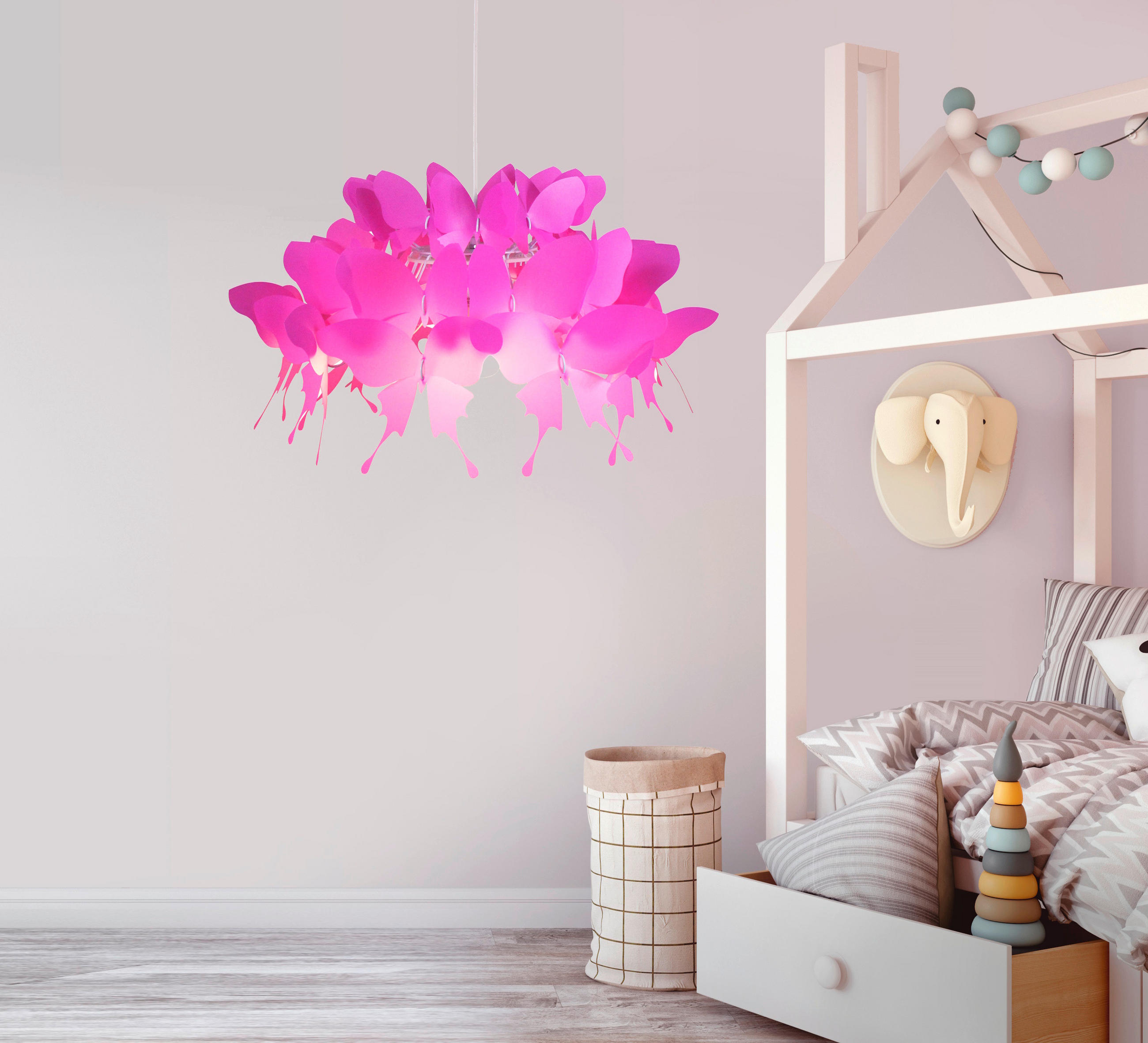 KINDERHÄNGELEUCHTE Farfalla   - Pink, Trend, Kunststoff (115/50/50cm)