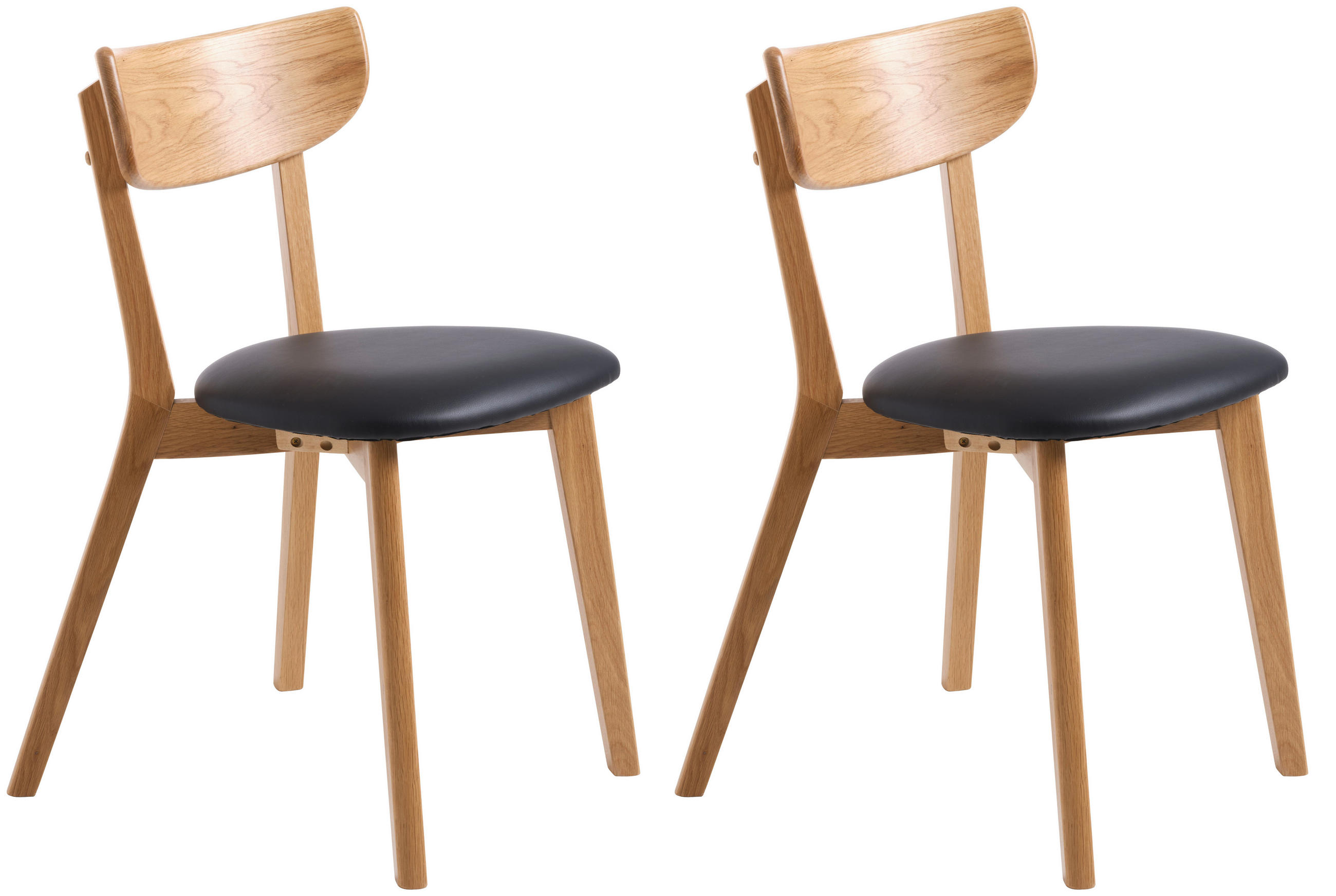 STUHL-SET 2 Stück  in Lederlook Holz, Textil  - Eichefarben/Schwarz, Design, Holz/Textil (48/81/50cm) - Linea Natura