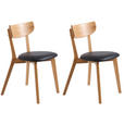 STUHL-SET 2 Stück  in Lederlook Holz, Textil  - Eichefarben/Schwarz, Design, Holz/Textil (48/81/50cm) - Linea Natura