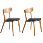 STUHL-SET 2 Stück  in Lederlook Holz, Textil  - Eichefarben/Schwarz, Design, Holz/Textil (48/81/50cm) - Linea Natura