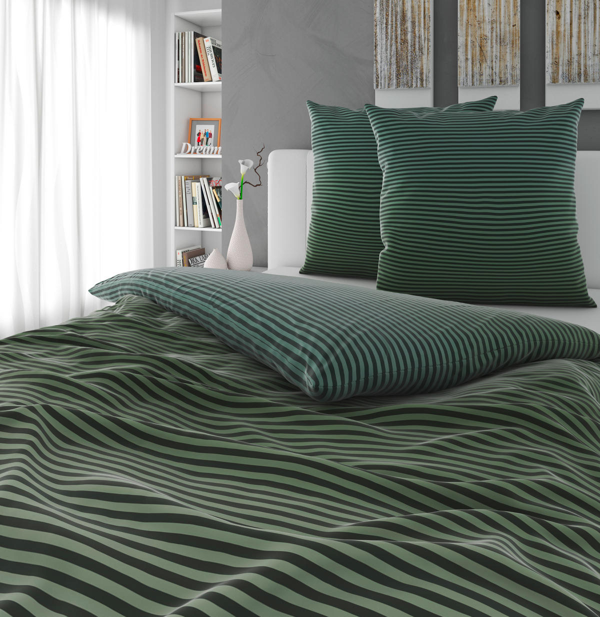 BETTWÄSCHE Satin 200/200 cm  - Salbeigrün, Textil (200/200cm) - Novel