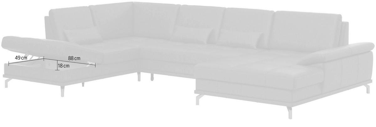 WOHNLANDSCHAFT COSTELLO E Anthrazit Kombination Echtleder/Stoff Mikrofaser  - Anthrazit/Schwarz, Basics, Leder/Textil (223/363/176cm) - Sit & More