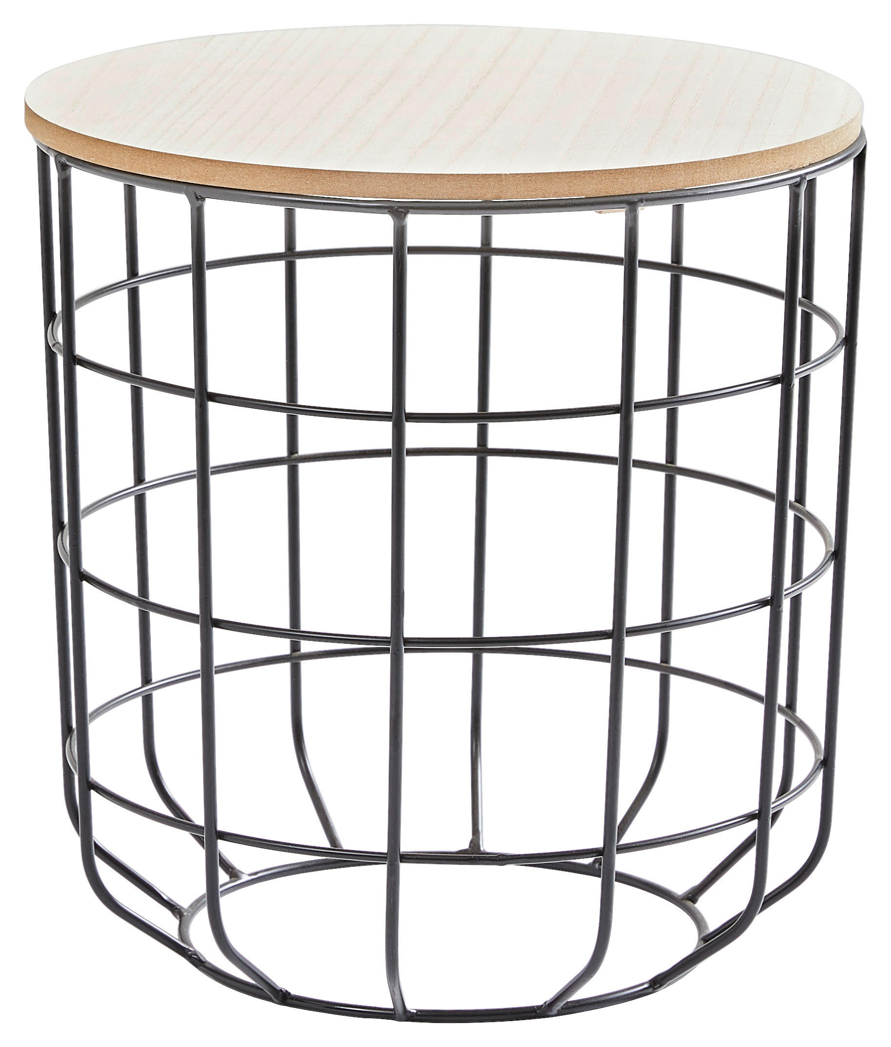POMOĆNI STOLIĆ prirodne boje, crna  metal, drvni materijal   - prirodne boje/crna, Design, drvni materijal/metal (30/32cm) - Ambia Home