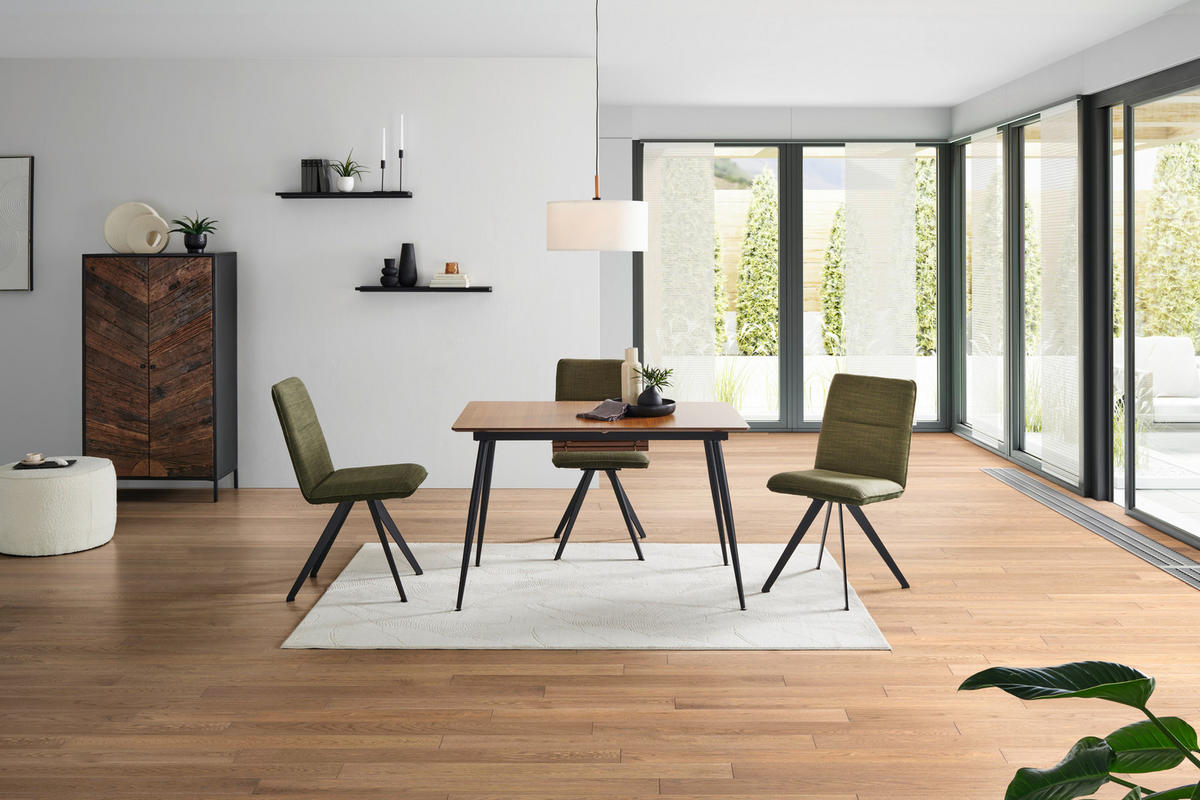 ESSTISCH Anthrazit  ausziehbar  - Anthrazit/Schwarz, MODERN, Holzwerkstoff/Metall (120-160/75/80cm) - MID.YOU
