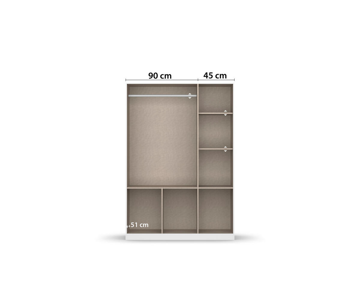 DREHTÜRENSCHRANK 136/197/54 cm 3-türig Grau, Eiche Artisan  - Chromfarben/Eiche Artisan, MODERN, Holzwerkstoff/Kunststoff (136/197/54cm) - Rauch Möbel
