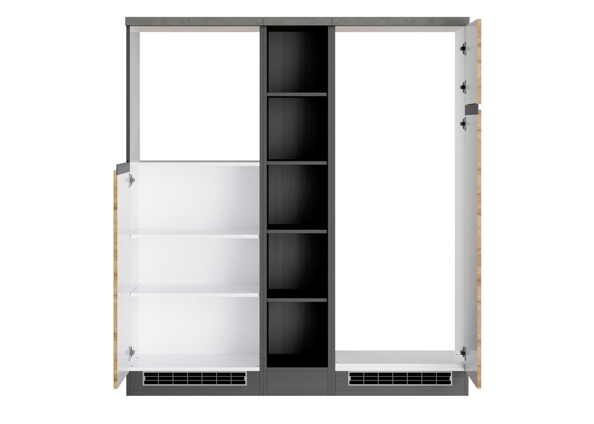 KÜCHENLEERBLOCK 390 cm   Graphitfarben, Eiche Wotan  - Eiche Wotan/Graphitfarben, Design, Holzwerkstoff (390cm) - Held