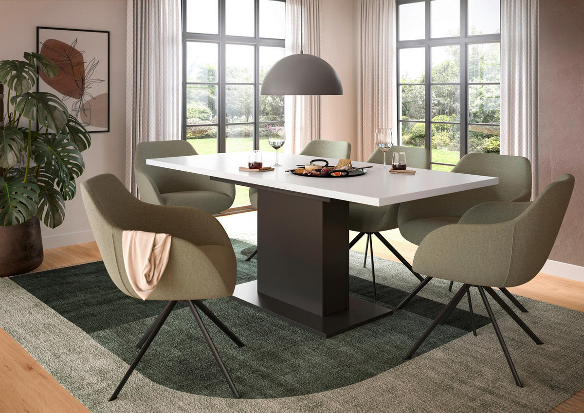 AUSZIEHTISCH Weiß rechteckig  ausziehbar  - Weiß/Grau, KONVENTIONELL, Holzwerkstoff (150-190/76/90cm)