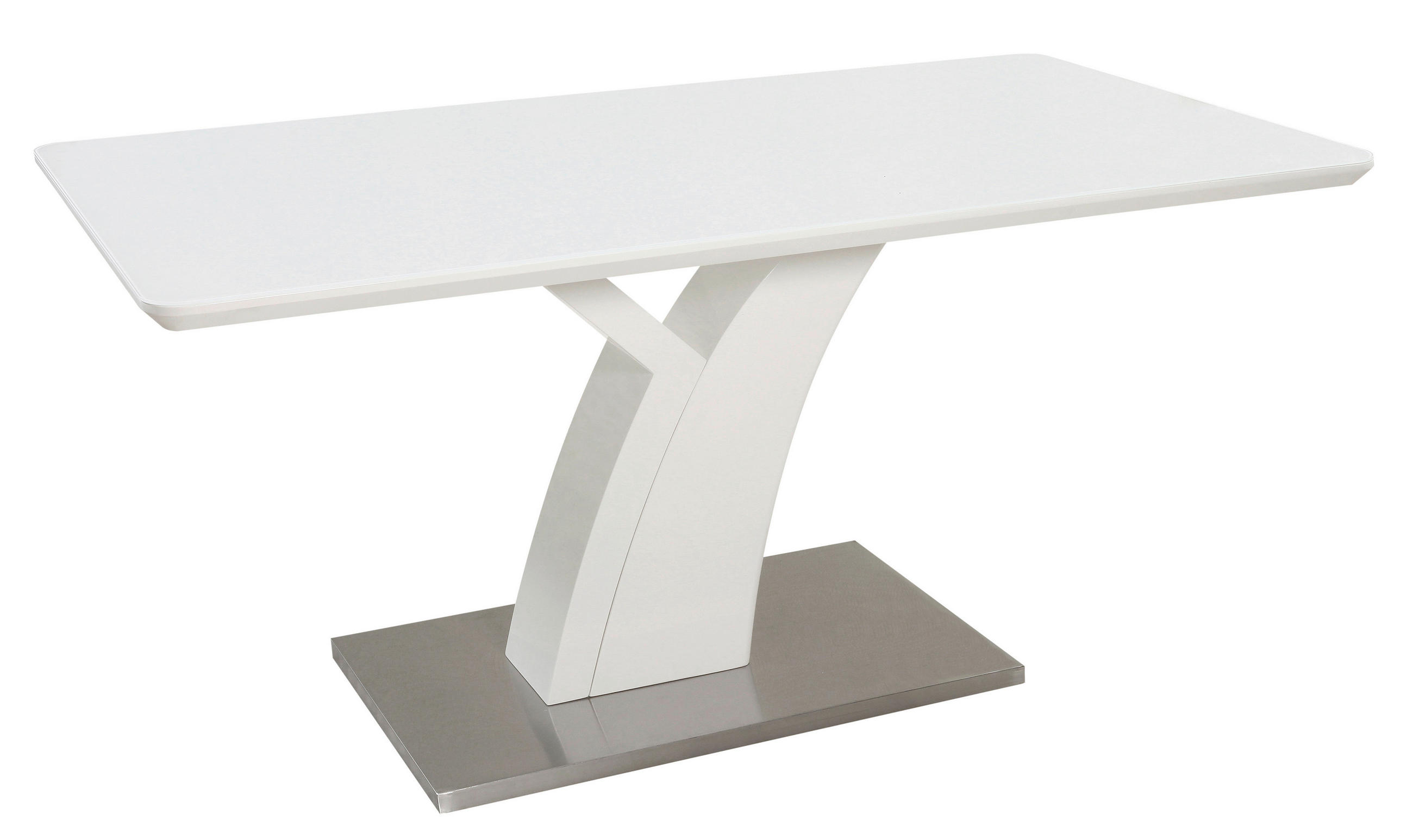 JEDILNA MIZA, bela  - bela, Design, kovina/steklo (180/76/90cm) - Novel