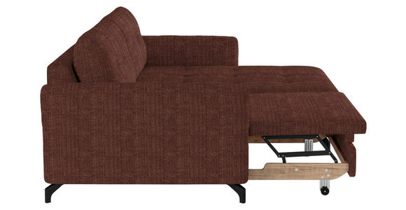 ECKSOFA in Flachgewebe, Leinenoptik Rotbraun  - Rotbraun/Schwarz, Design, Textil/Metall (242/170cm) - Xora