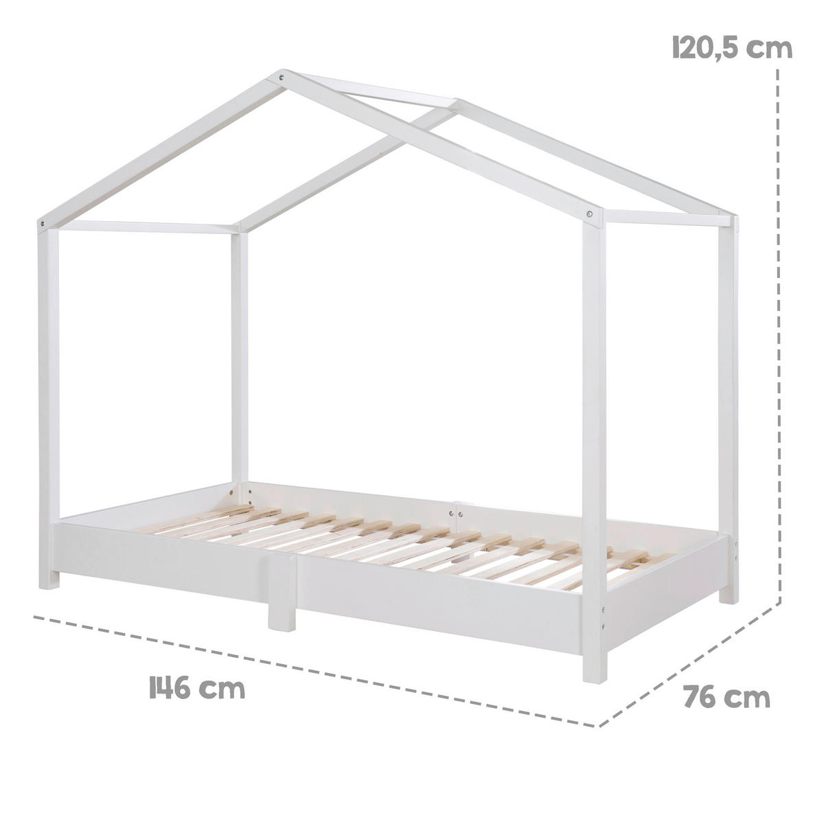 BODENBETT. - Weiss, Basics, Holzwerkstoff (76,5/121/146cm) - Roba