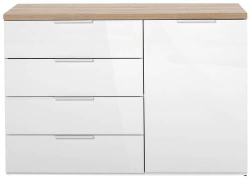 KOMMODE  in 120/83/44 cm  - Weiß Hochglanz/Schwarz, Basics, Holzwerkstoff/Kunststoff (120/83/44cm) - Carryhome