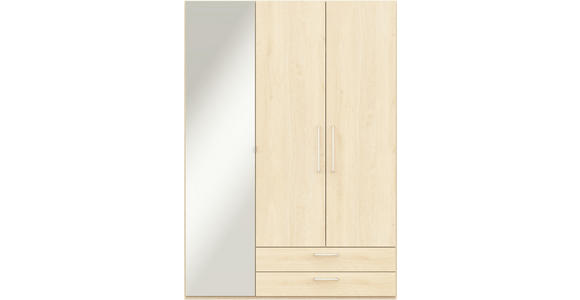 KLEIDERSCHRANK 3-türig Eichefarben  - Edelstahlfarben/Eichefarben, Design, Glas/Holzwerkstoff (151,3/213,6/59,3cm) - Cantus