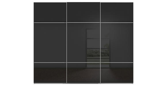 SCHWEBETÜRENSCHRANK in Grau, Schwarz - Schwarz/Grau, KONVENTIONELL, Glas/Holzwerkstoff (242/223/68cm) - Novel
