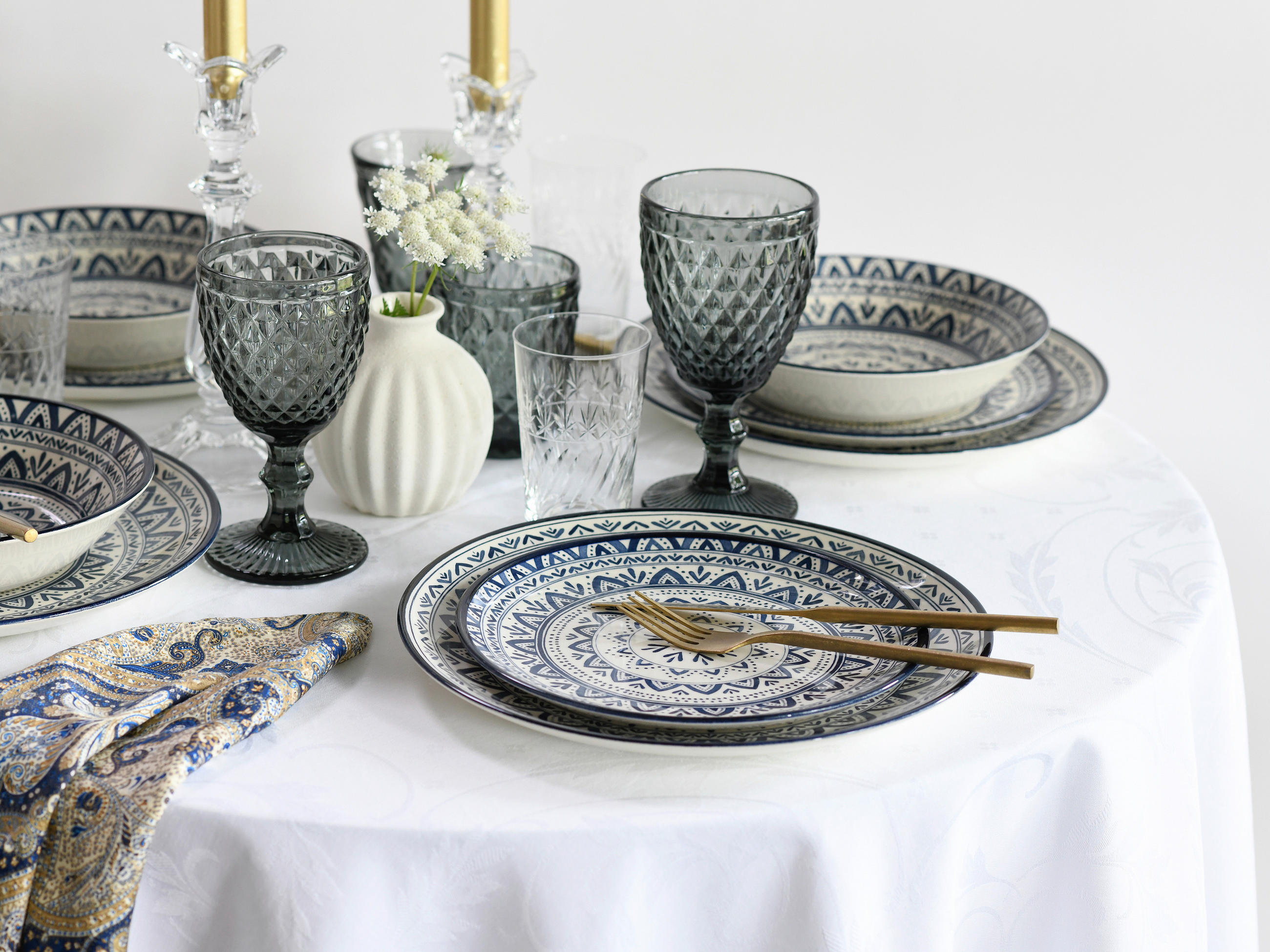 TAFELSERVICE Blau, Multicolor, Weiß 18-teilig Mexico Blue  - Blau/Multicolor, Basics, Keramik - Creatable