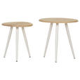 BEISTELLTISCHSET Eiche massiv rund Eichefarben  - Eichefarben/Weiß, Design, Holz/Metall (50/40/50/40/50/45cm) - Landscape