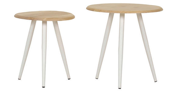 BEISTELLTISCHSET Eiche massiv rund Eichefarben  - Eichefarben/Weiß, Design, Holz/Metall (50/40/50/40/50/45cm) - Landscape