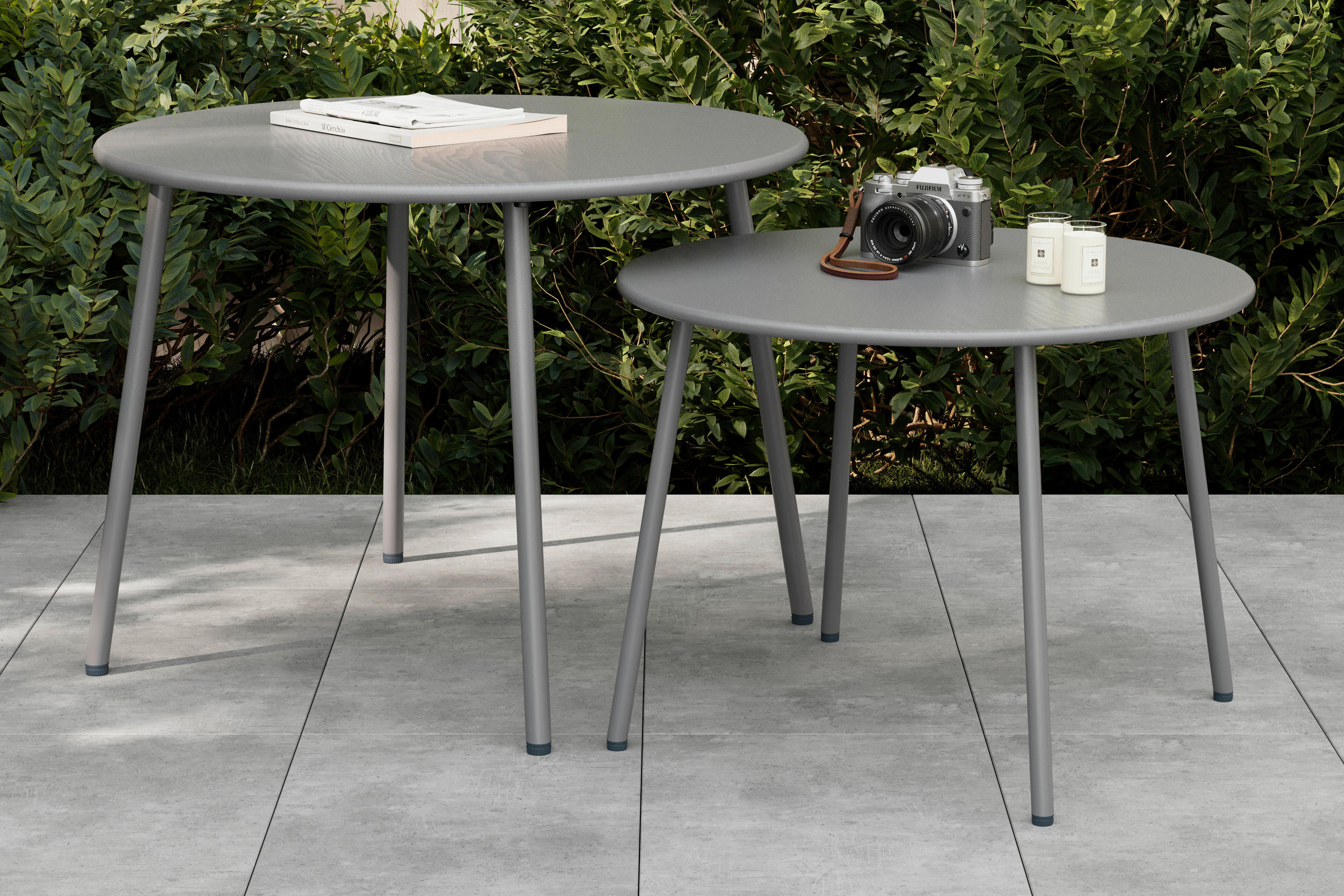 GARTEN-BEISTELLTISCHSET - Dunkelgrau, Modern, Metall (60/50/44/39cm) - Ambia Garden