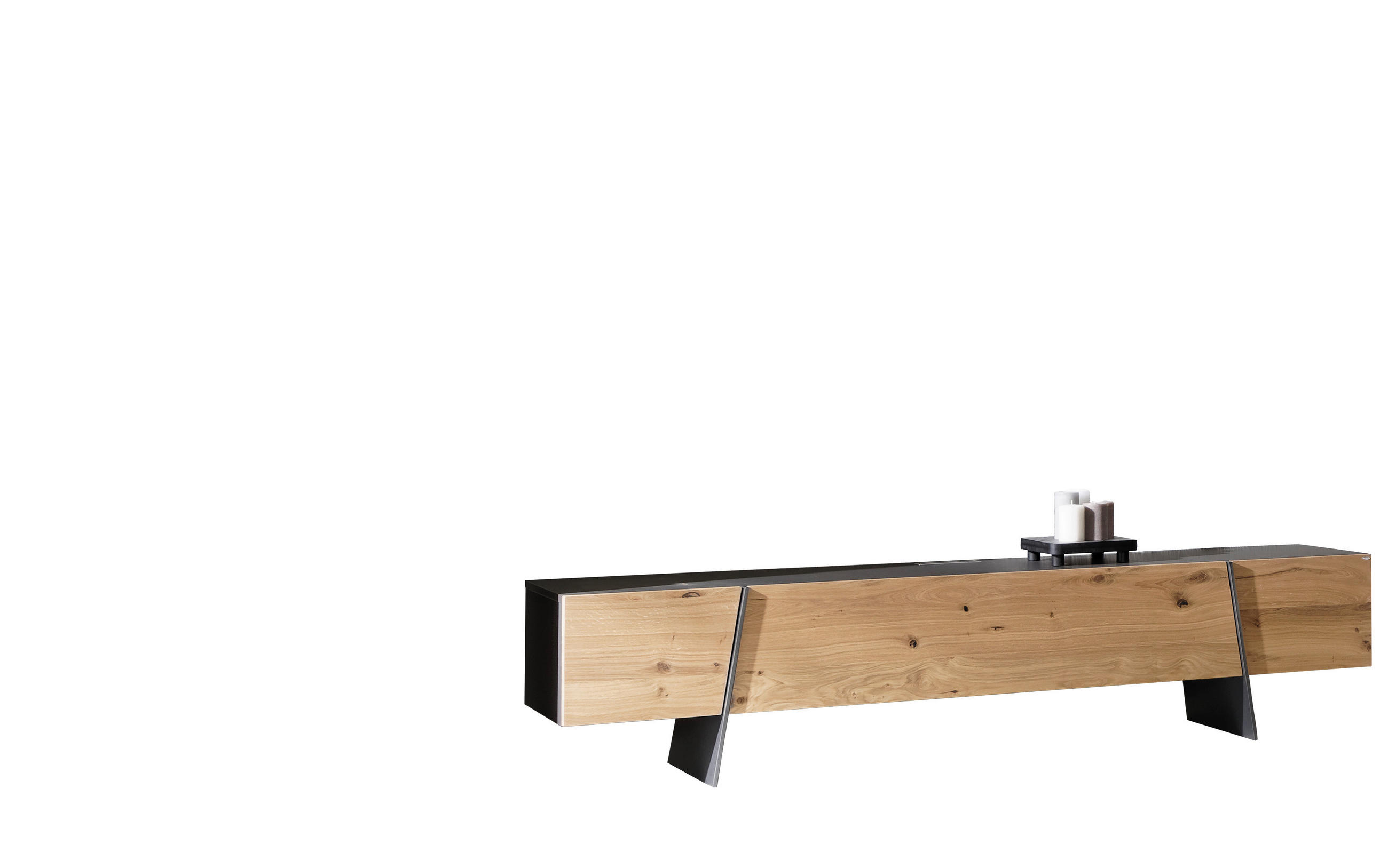 LOWBOARD Graphitfarben, Wildeiche  224/50/45,7 cm  - Wildeiche/Anthrazit, Natur, Holz/Holzwerkstoff (224/50/45,7cm) - Voglauer