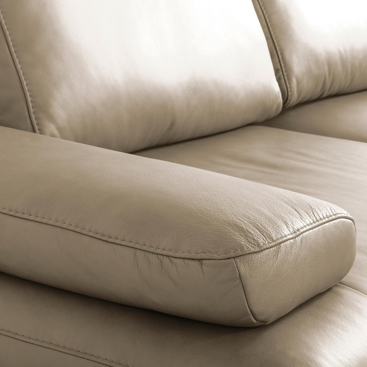 ECKSOFA Creme Echtleder  - Creme/Schwarz, Design, Leder/Metall (306/237cm) - Livetastic