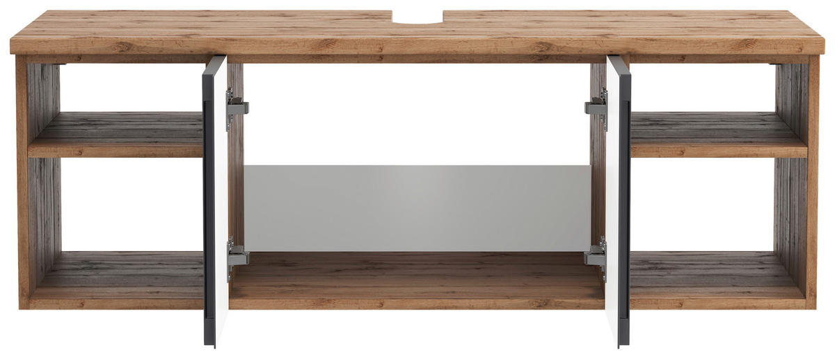 WASCHBECKENUNTERSCHRANK 120/41/47 cm  - Eiche Wotan/Grau, Modern, Holzwerkstoff (120/41/47cm) - Held