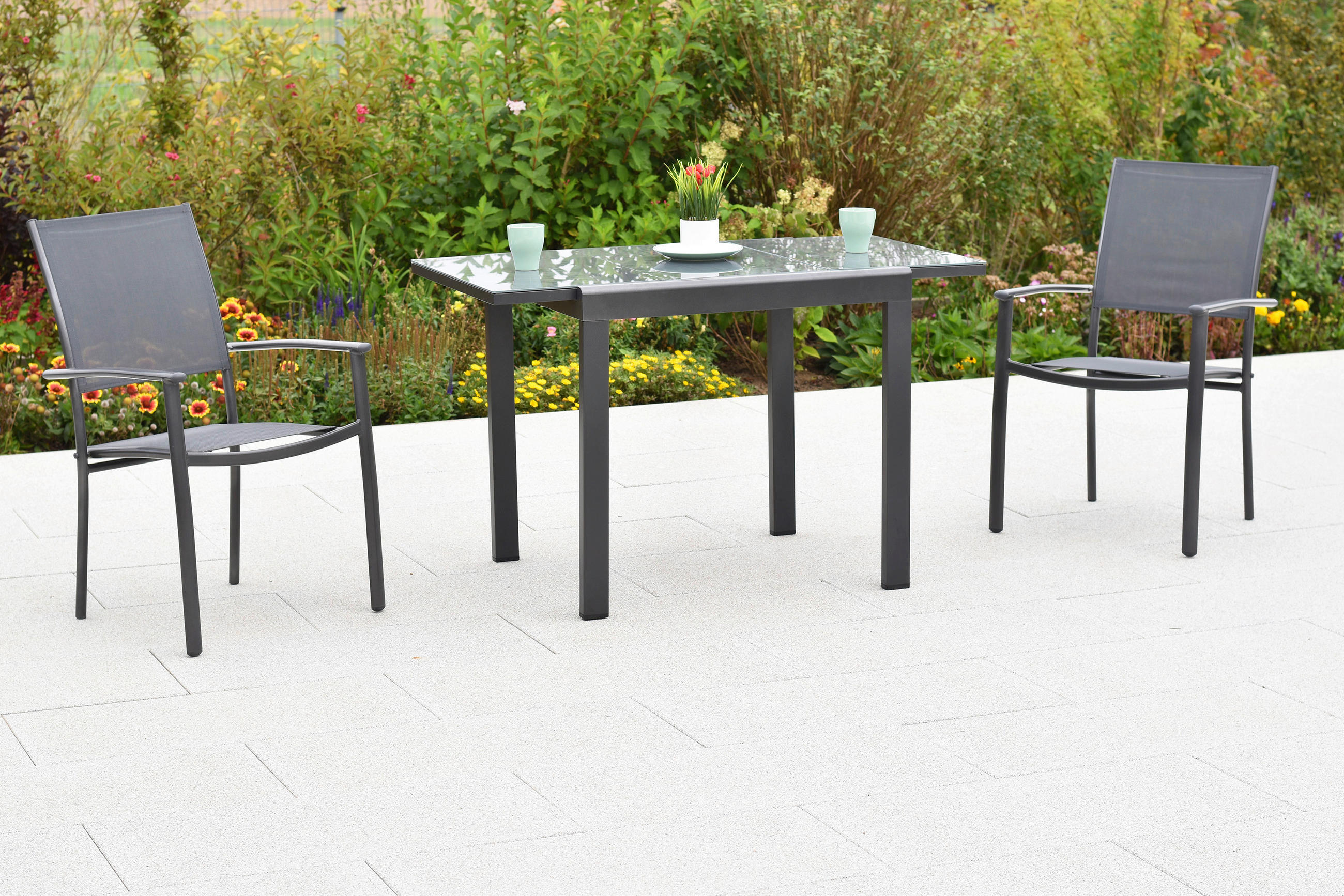 GARTENSET Aluminium  - Graphitfarben/Grau, MODERN, Textil/Metall - Gardenson