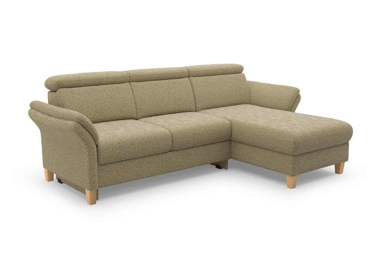 ECKSOFA GLENDALE E Olivgrün Chenille  - Eichefarben/Olivgrün, KONVENTIONELL, Holz/Textil (253/166cm) - Sit & More