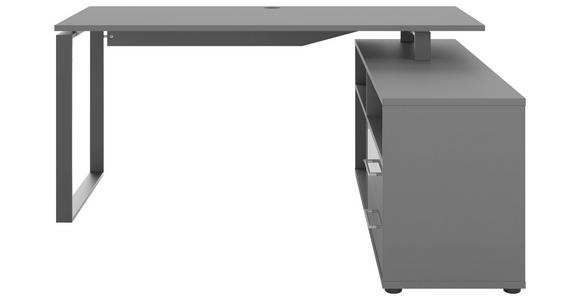 ECKSCHREIBTISCH 160/158/75 cm Anthrazit, Dunkelgrau Kabeldurchlass, Stauraum, seitenverkehrt montierbar  - Dunkelgrau/Anthrazit, Basics, Holzwerkstoff/Metall (160/158/75cm) - Novel
