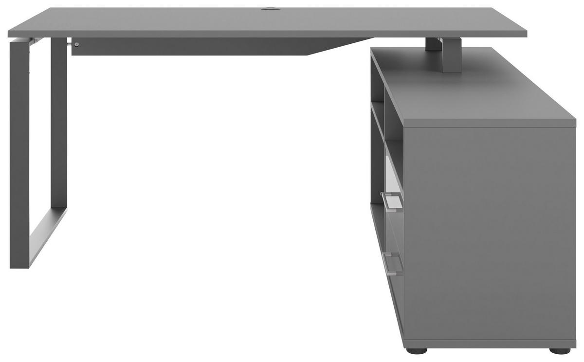 ECKSCHREIBTISCH 160/158/75 cm  in Anthrazit, Dunkelgrau  - Dunkelgrau/Anthrazit, Basics, Holzwerkstoff/Metall (160/158/75cm) - Novel