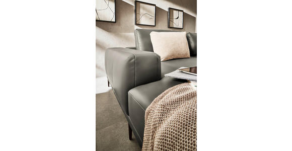 ECKSOFA  in Echtleder Grau  201/304 cm  - Schwarz/Grau, Design, Leder/Metall (201/304cm) - Belluti