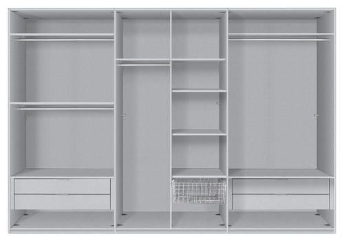 SCHWEBETÜRENSCHRANK 300/216/68 cm 3-türig - Eichefarben/Alufarben, KONVENTIONELL, Glas/Holzwerkstoff (300/216/68cm) - Hom`in