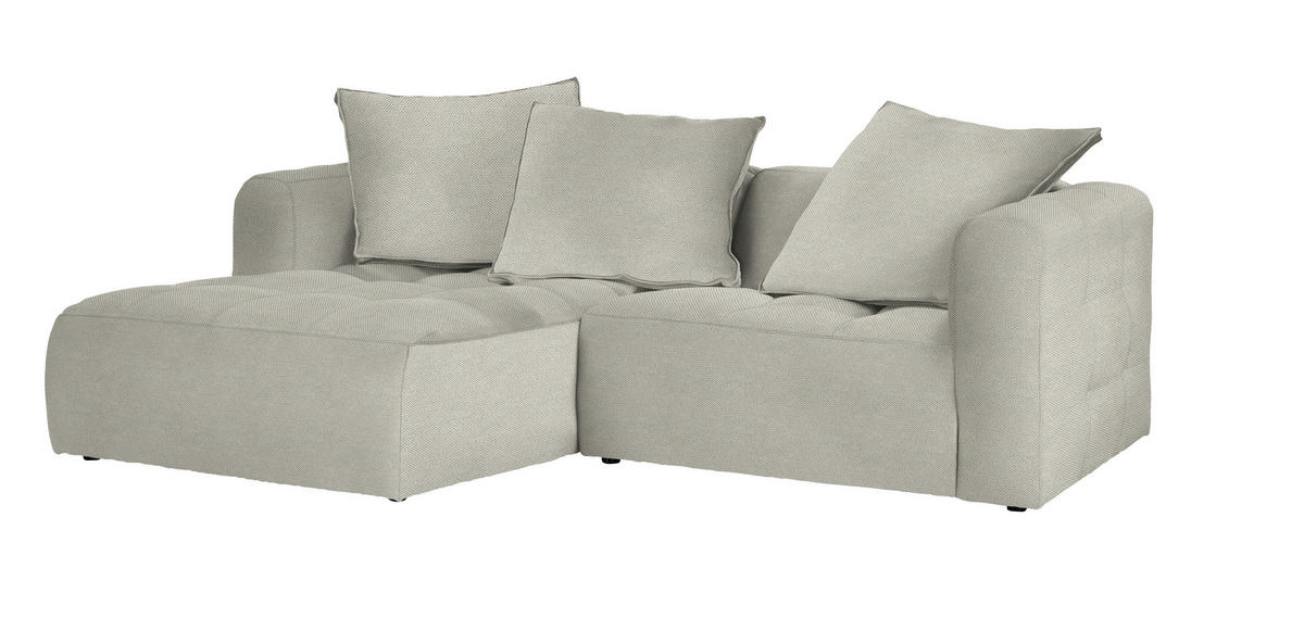 ECKSOFA in Webstoff Weiss  - Weiss/Schwarz, Modern, Kunststoff/Textil (173/240cm) - Stylife