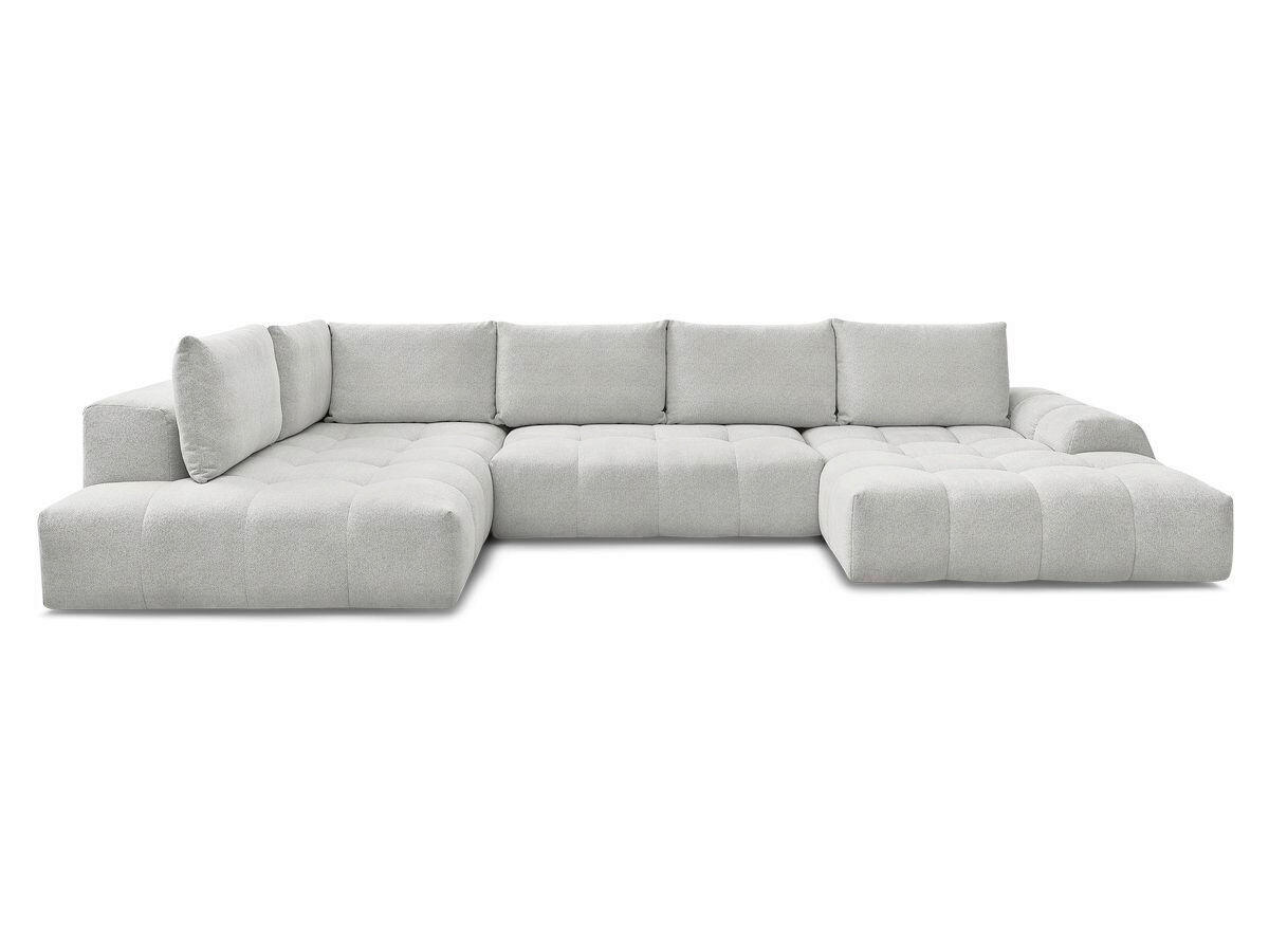 ECKSCHLAFSOFA EVEREST  mit Rücken echt, Armteil links, Armteil rechts Flachgewebe Hellgrau  - Hellgrau/Schwarz, MODERN, Kunststoff/Textil (212/423/198cm)