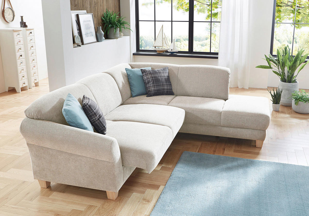 ECKSOFA in Flachgewebe Creme  - Creme/Naturfarben, Konventionell, Holz/Textil (257/212cm) - Sit & More