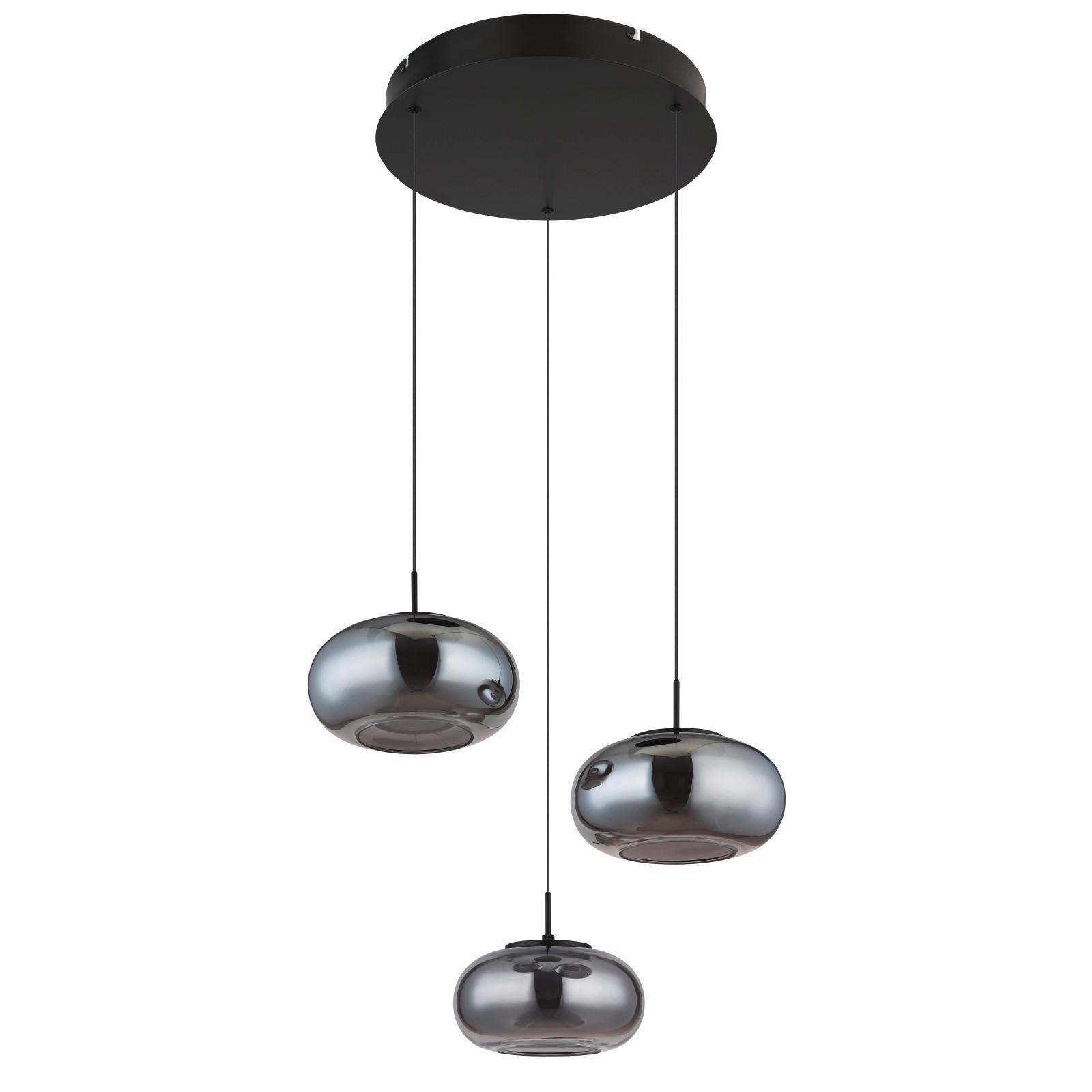 ZÁVESNÉ LED SVIETIDLO, 49/80-150 cm  - čierna, Design, kov/sklo (49/80-150cm)