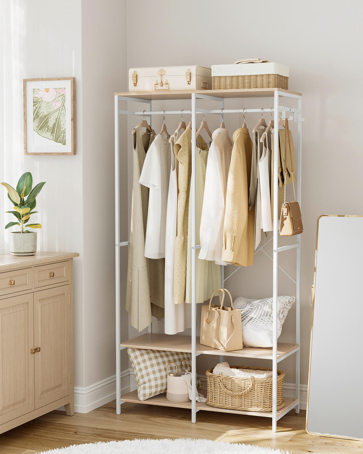 KLEIDERSCHRANK  in Weiß, Eiche Bianco  - Eiche Bianco/Weiß, Basics, Holzwerkstoff/Metall (94,5/180/40cm)