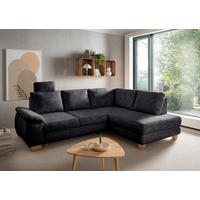 ECKSCHLAFSOFA Positano  mit Liegefunktion, Rücken echt, Armteil links Struktur Schwarz  - Wildeiche/Schwarz, MODERN, Holz/Textil (265/206cm) - Livetastic