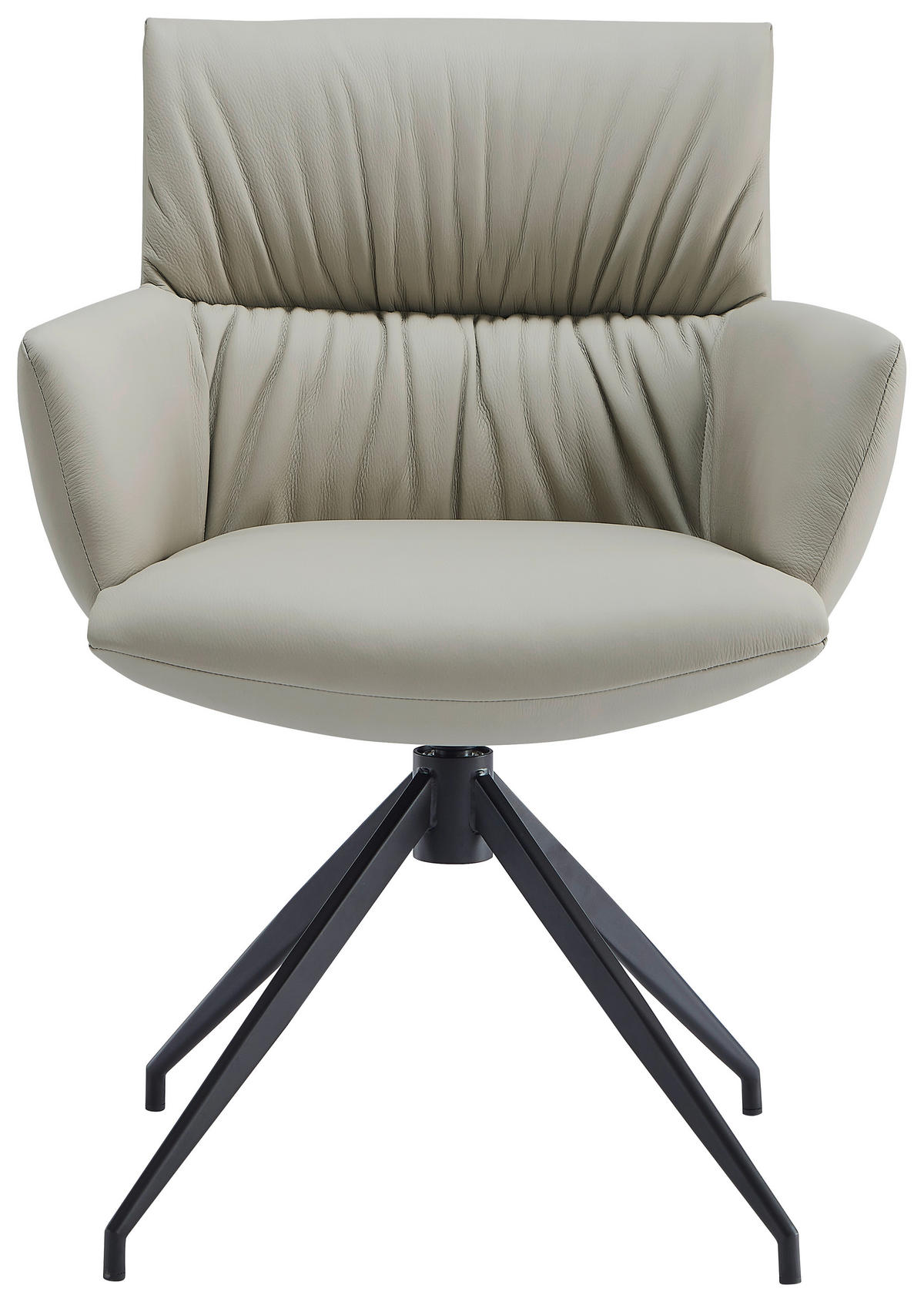 ARMLEHNSTUHL  in Eisen Echtleder pigmentiert  - Schwarz/Cappuccino, Design, Leder/Metall (64/86/63cm) - Dieter Knoll