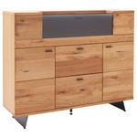 HIGHBOARD Wildeiche  150/121/44 cm  - Wildeiche/Anthrazit, Natur, Glas/Holz (150/121/44cm) - Linea Natura