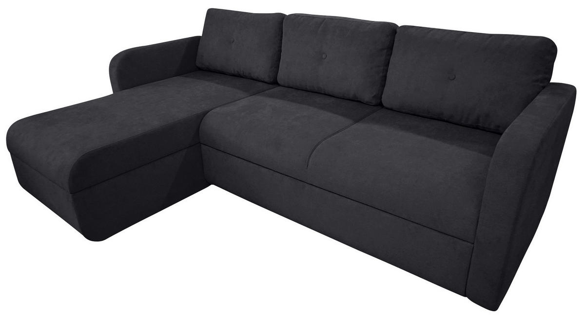 SEDEŽNA GARNITURA, žakar temno siva  - temno siva/črna, Trend, umetna masa/tekstil (214/144cm) - Livetastic