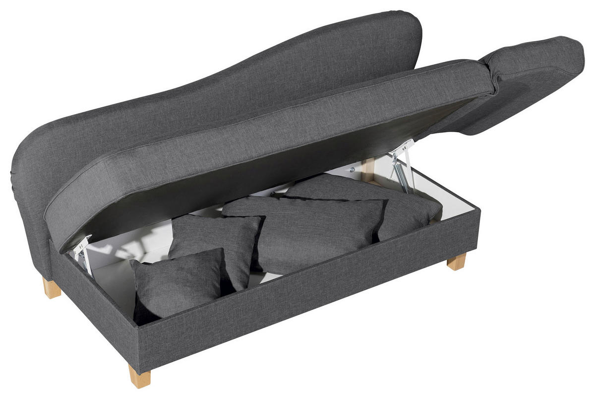 RÉCAMIERE in Flachgewebe Graphitfarben  - Buchefarben/Graphitfarben, Design, Holz/Textil (190/82/88cm) - Max Winzer