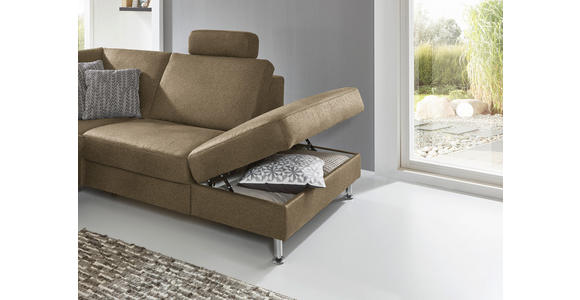 ECKSOFA in Mikrofaser Grün  - Alufarben/Grün, Design, Textil/Metall (275/242cm) - Dieter Knoll